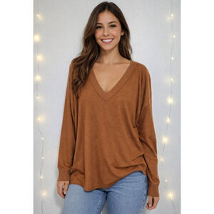 NATURAL REFLECTIONS Womens Aurora Drop Shoulder Pullover Top 2XL Caramel Brown